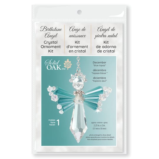 Solid Oak December/Blue Topaz Birthstone Angel Crystal Suncatcher Ornament Kit